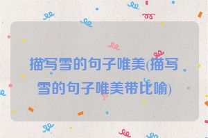 描写雪的句子唯美(描写雪的句子唯美带比喻)