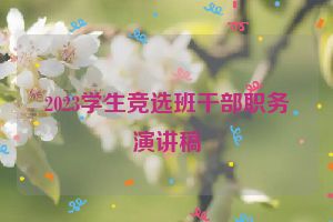 2023学生竞选班干部职务演讲稿