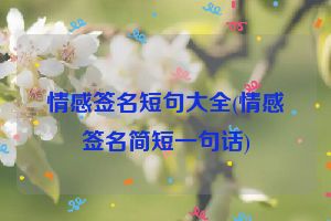 情感签名短句大全(情感签名简短一句话)