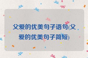 父爱的优美句子语句(父爱的优美句子简短)