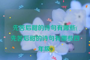 先苦后甜的诗句有哪些(先苦后甜的诗句有哪些四年级)