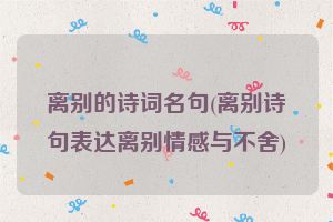 离别的诗词名句(离别诗句表达离别情感与不舍)