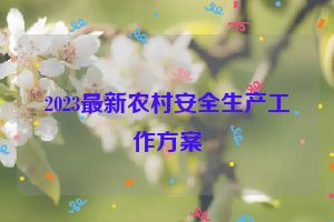 2023最新农村安全生产工作方案