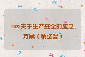 2023关于生产安全的应急方案（精选篇）