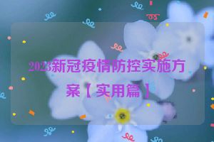 2023新冠疫情防控实施方案【实用篇】