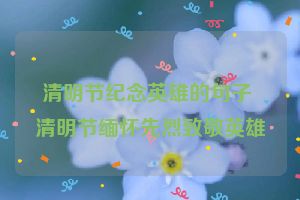 清明节纪念英雄的句子 清明节缅怀先烈致敬英雄