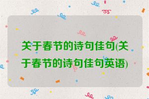 关于春节的诗句佳句(关于春节的诗句佳句英语)
