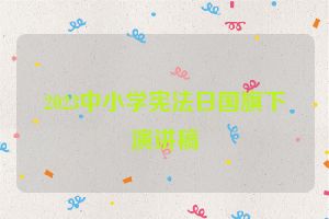 2023中小学宪法日国旗下演讲稿