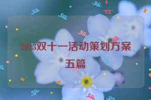 2023双十一活动策划方案五篇