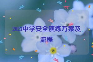 2023中学安全演练方案及流程