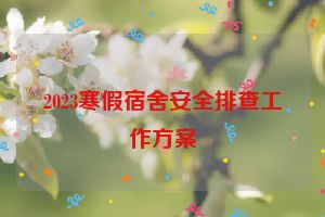 2023寒假宿舍安全排查工作方案