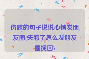 伤感的句子说说心情发朋友圈(失恋了怎么发朋友圈挽回)