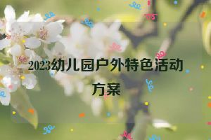 2023幼儿园户外特色活动方案