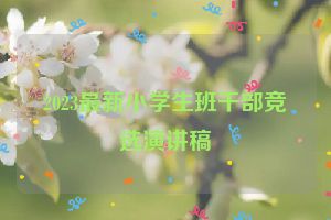 2023最新小学生班干部竞选演讲稿