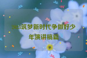 2023筑梦新时代争做好少年演讲稿篇