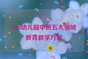 2023幼儿园中班五大领域教育教学方案