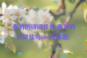 春节的诗词佳句(春节的诗词佳句1001无标题)