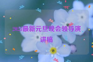 2023最新元旦晚会领导演讲稿