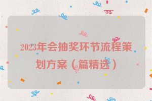 2023年会抽奖环节流程策划方案（篇精选）