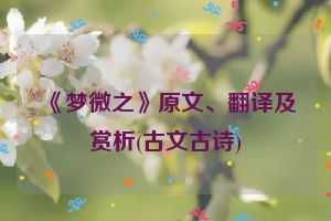 《梦微之》原文、翻译及赏析(古文古诗)