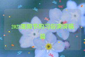2023重阳节的习俗演讲稿篇