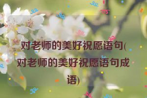 对老师的美好祝愿语句(对老师的美好祝愿语句成语)