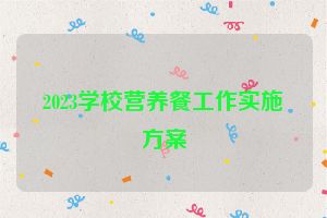 2023学校营养餐工作实施方案