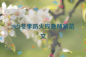 2023冬季防火应急预案范文