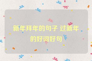 新年拜年的句子 过新年的好词好句