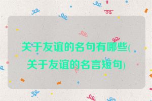 关于友谊的名句有哪些(关于友谊的名言短句)
