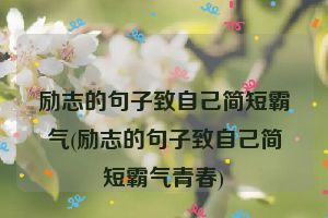 励志的句子致自己简短霸气(励志的句子致自己简短霸气青春)