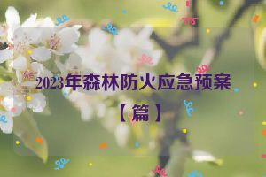 2023年森林防火应急预案【篇】