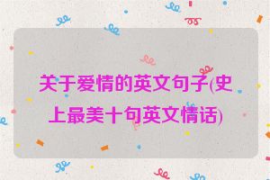 关于爱情的英文句子(史上最美十句英文情话)