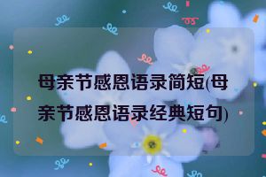 母亲节感恩语录简短(母亲节感恩语录经典短句)
