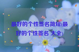 最好的个性签名简短(最好的个性签名 大全)